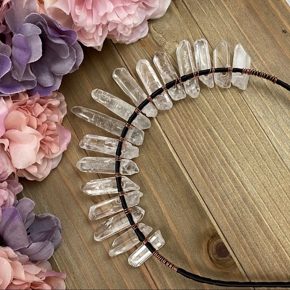 Clear Raw Healing Quartz Headband Tiara - Picture 12 of 16